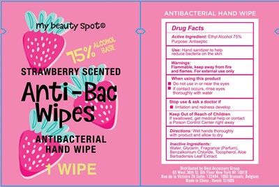 Label Image (Anti Bac Antibacterial Hand Wipe Strawberry Scented 75 Vv)